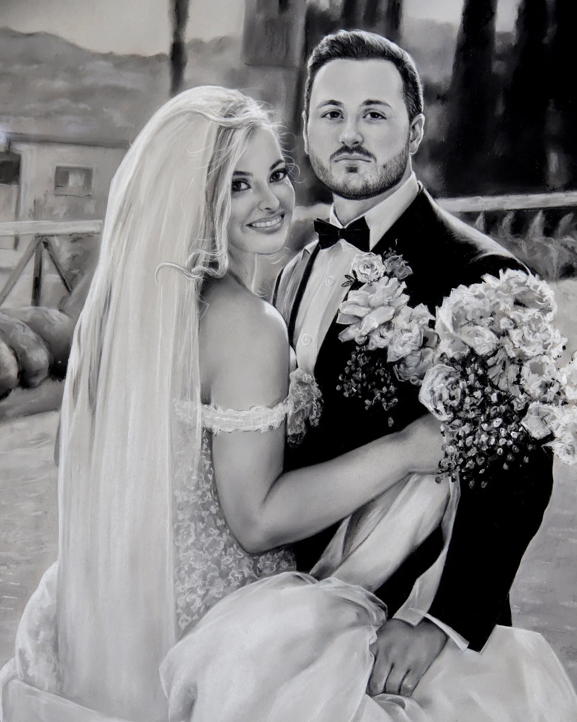 Personalized Photo Painting - Charcoal - Wedding