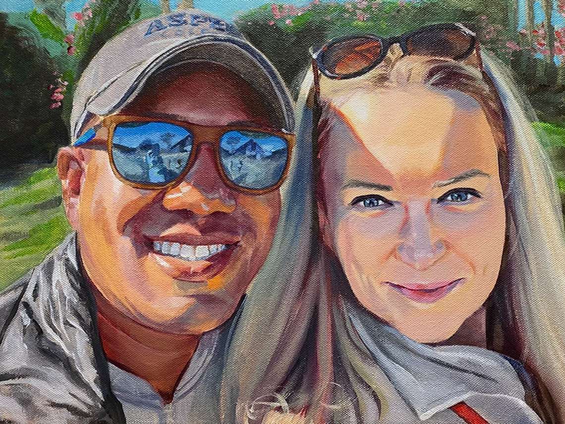 Personalized Photo Painting - Acrylic Paint Art - Couple