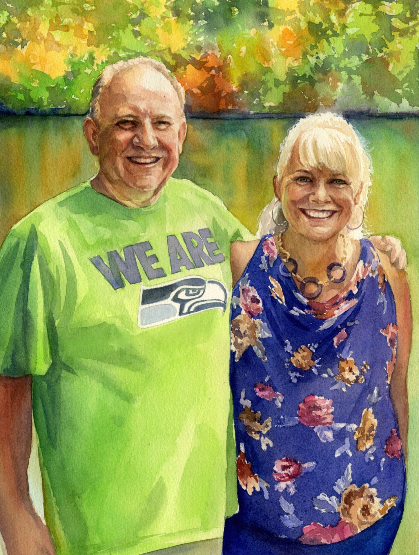 Personalized Photo Painting - Watercolor - Grandparents