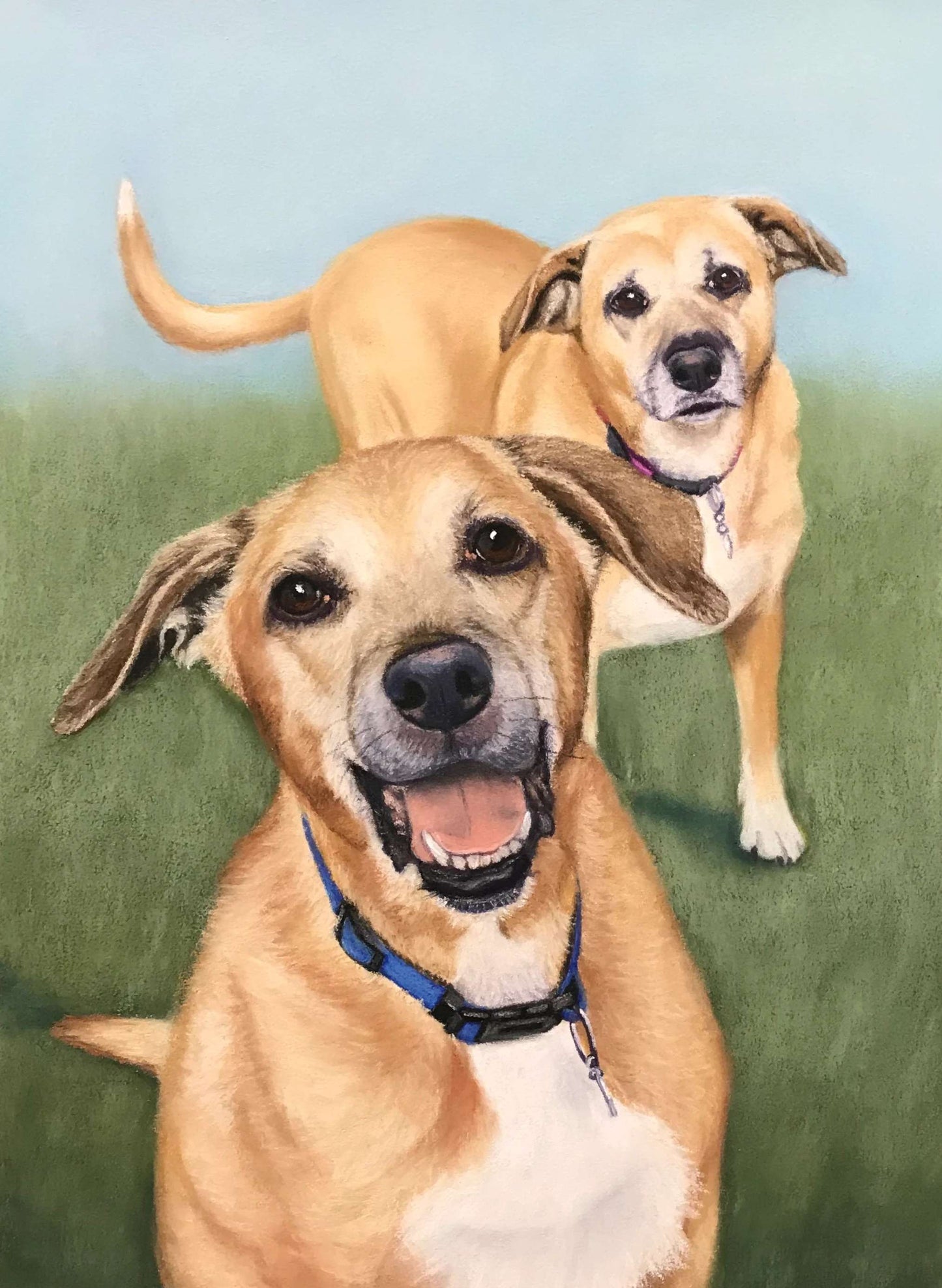 Personalized Photo Painting - Pastel - Multiple Pets