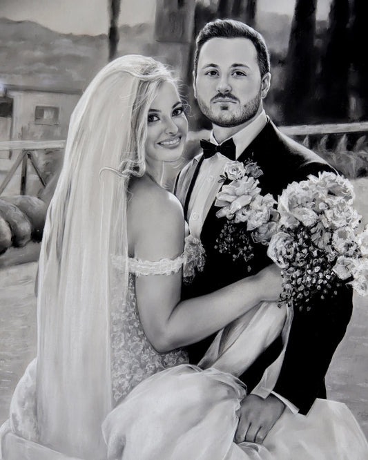 Personalized Photo Painting - Charcoal - Wedding