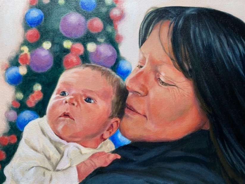 Personalized Photo Painting - Acrylic Paint Art - Grandparents and Grandchildren