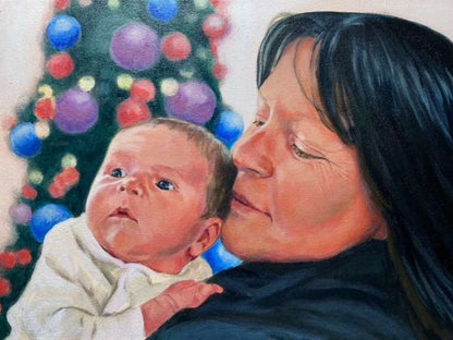 Personalized Photo Painting - Acrylic Paint Art - Grandparents and Grandchildren