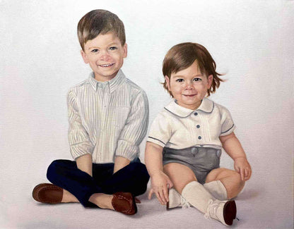 Personalized Photo Painting - Acrylic Paint Art - Multiple Children