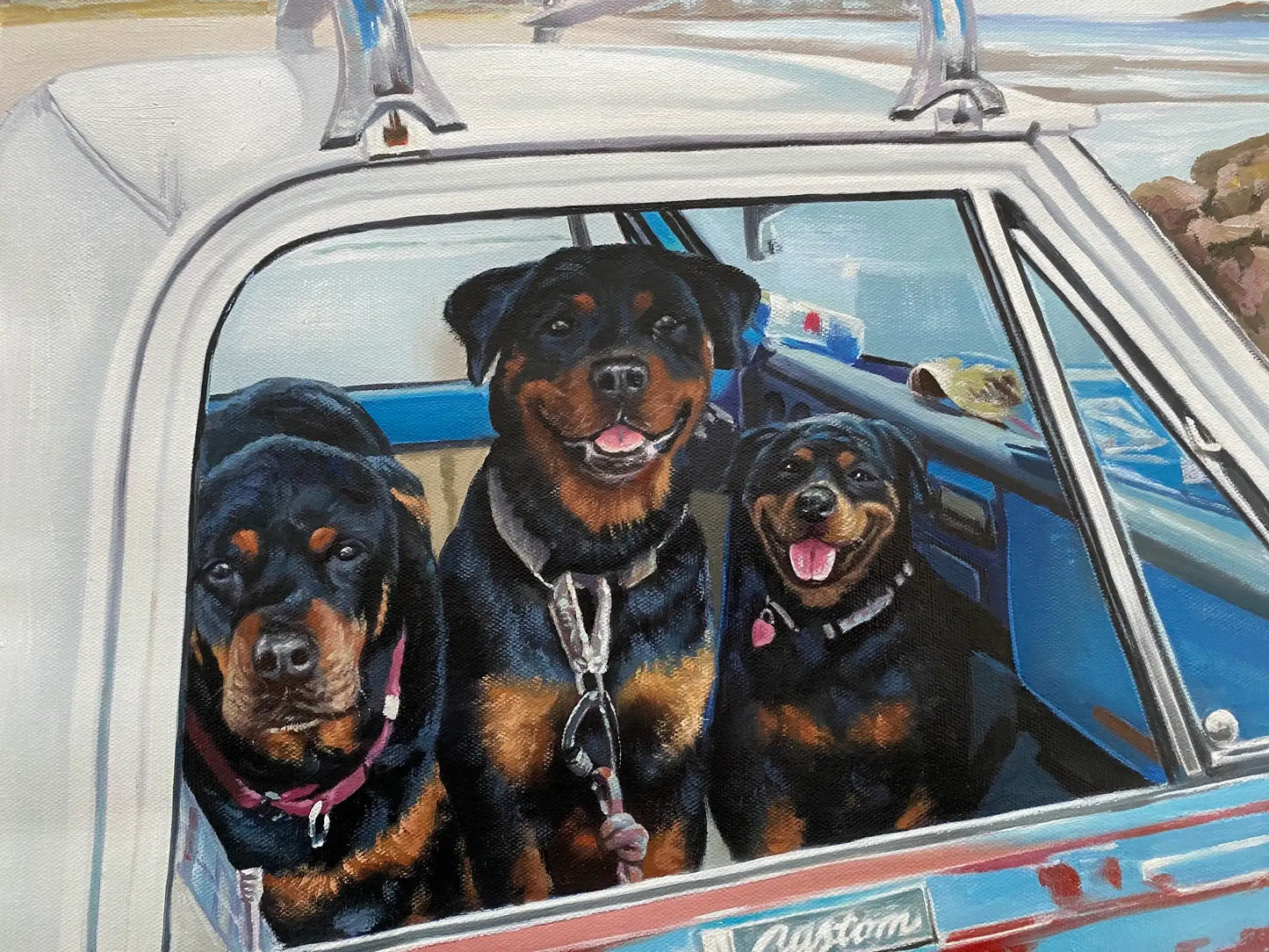 Personalized Photo Painting - Oil Paint Art - Multiple Pets