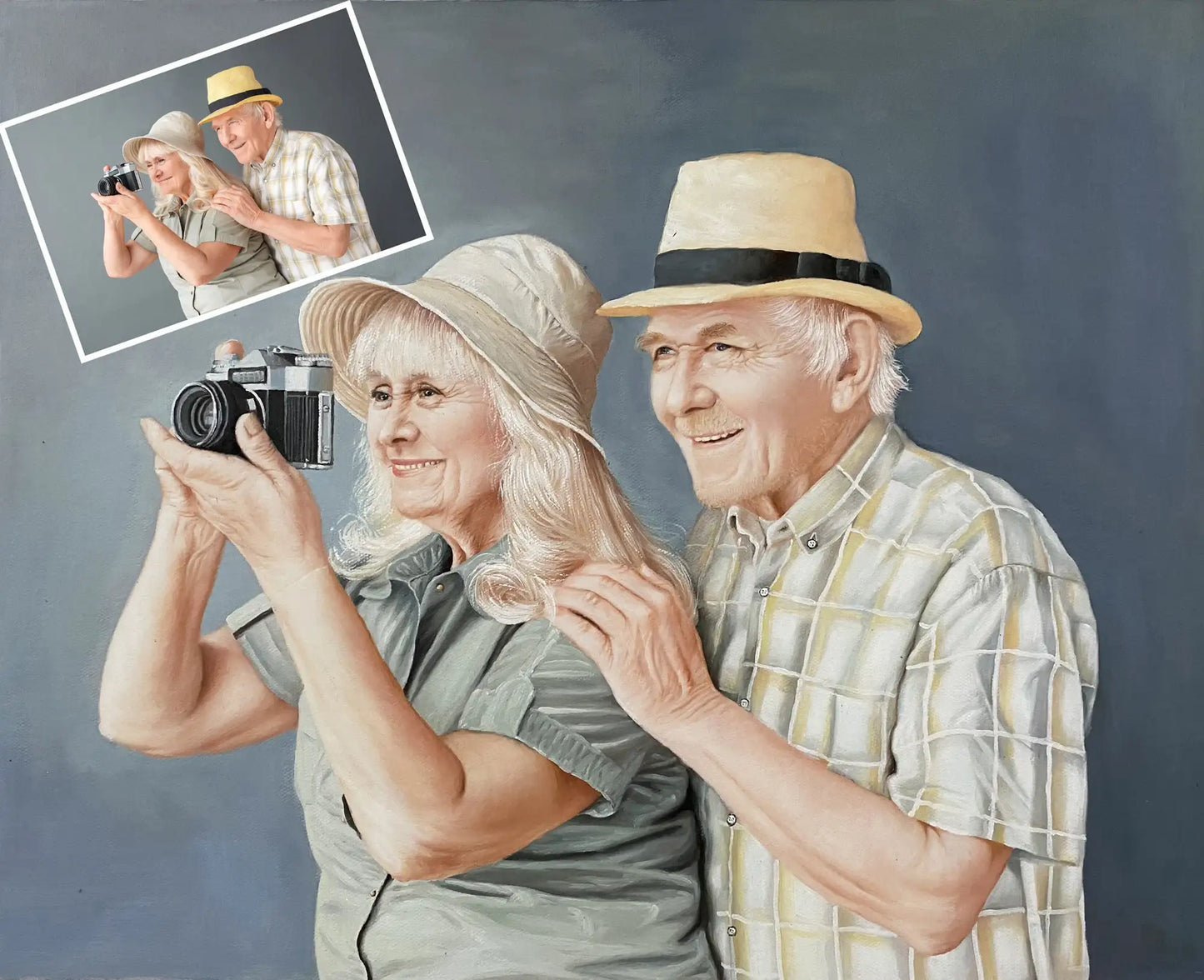 Personalized Photo Painting - Oil Paint Art - Grandparents