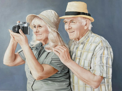 Personalized Photo Painting - Oil Paint Art - Grandparents