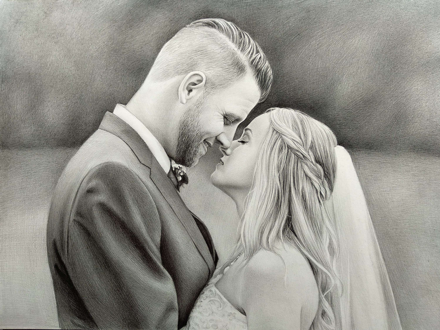Personalized Photo Painting - Black Pencil - Wedding