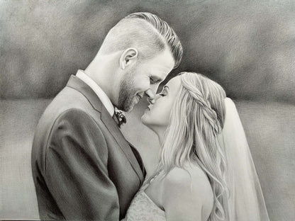 Personalized Photo Painting - Black Pencil - Wedding