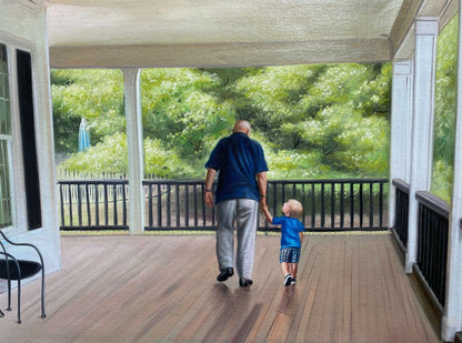 Personalized Photo Painting - Oil Paint Art - Grandparents and Grandchildren