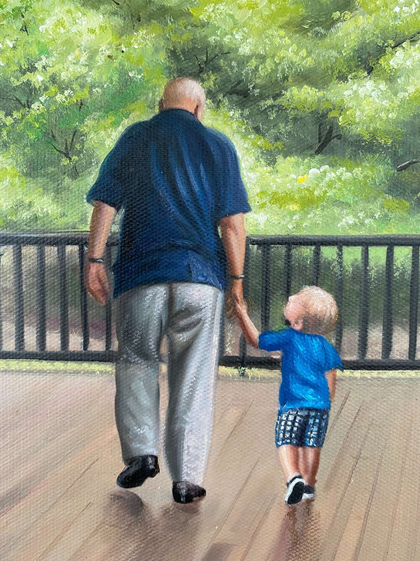 Personalized Photo Painting - Oil Paint Art - Grandparents and Grandchildren