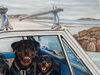 Personalized Photo Painting - Oil Paint Art - Multiple Pets