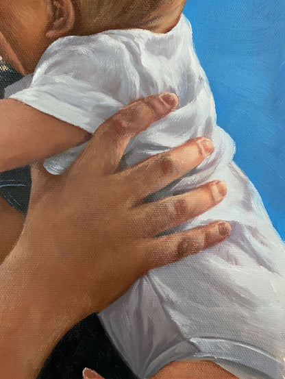 Personalized Photo Painting - Oil Paint Art - Parent and Child