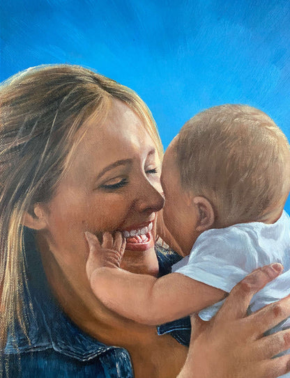 Personalized Photo Painting - Oil Paint Art - Parent and Child