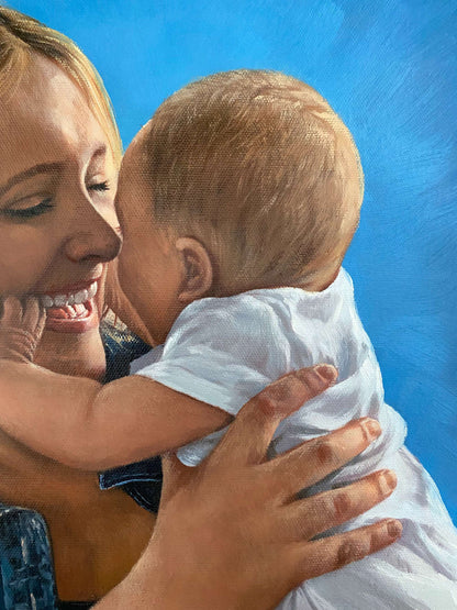 Personalized Photo Painting - Oil Paint Art - Parent and Child
