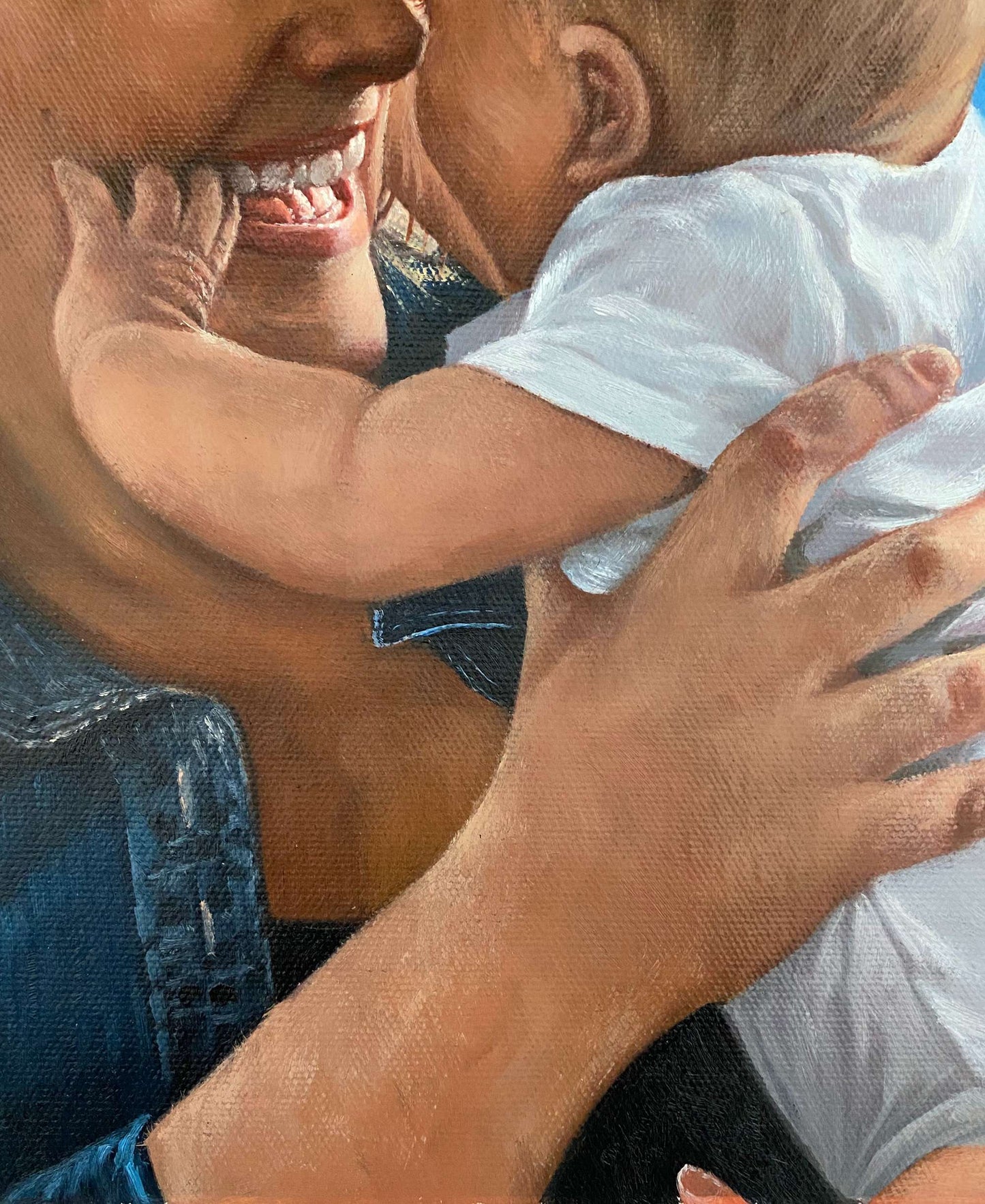 Personalized Photo Painting - Oil Paint Art - Parent and Child