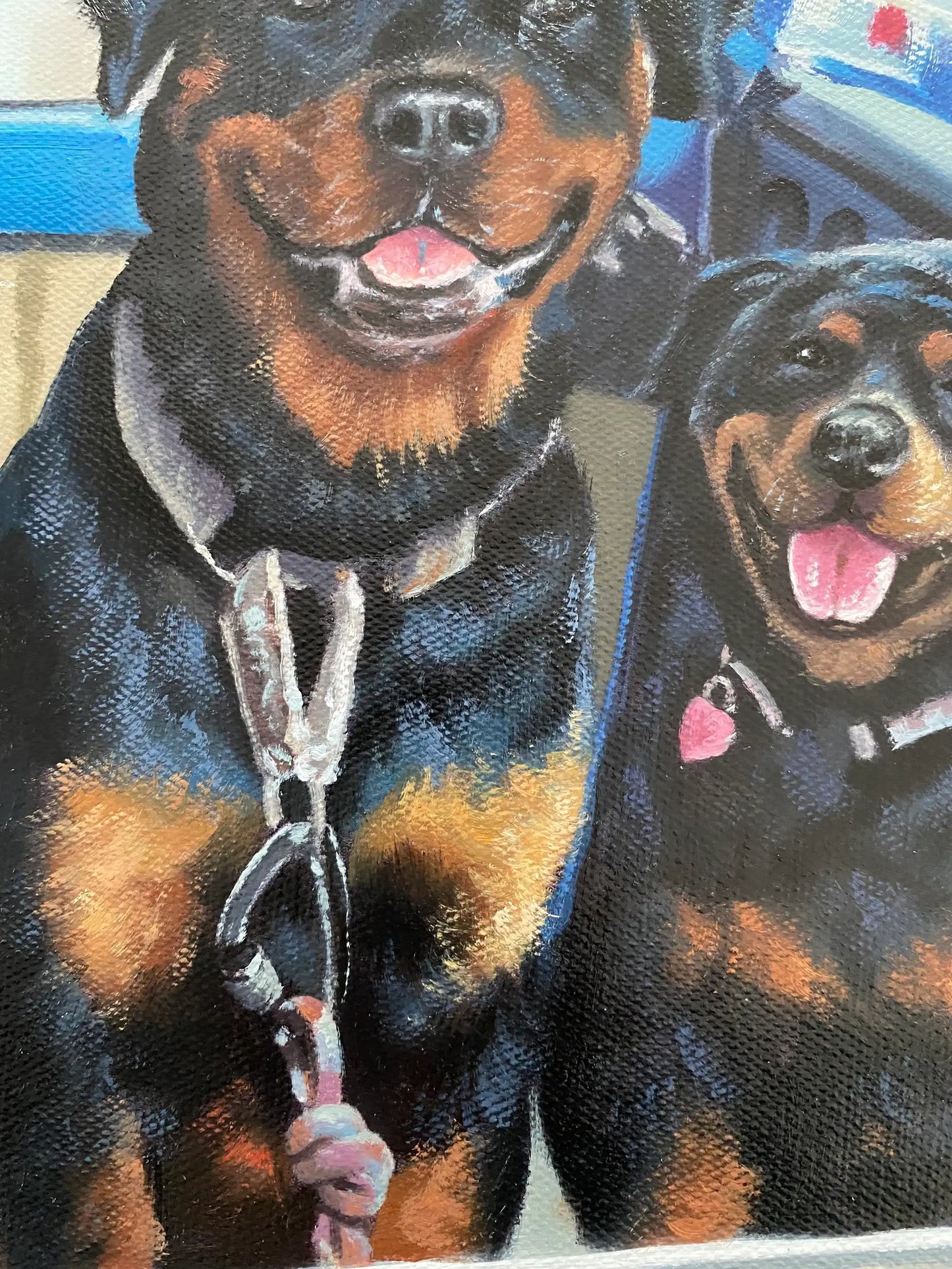 Personalized Photo Painting - Oil Paint Art - Multiple Pets
