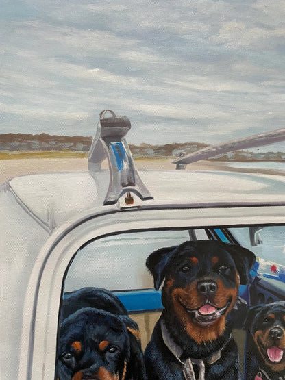 Personalized Photo Painting - Oil Paint Art - Multiple Pets