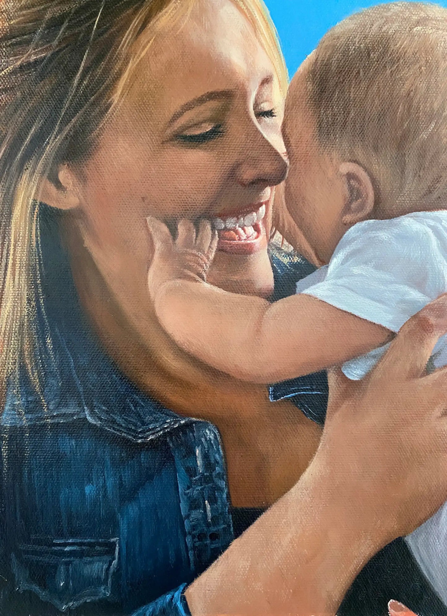 Personalized Photo Painting - Oil Paint Art - Parent and Child