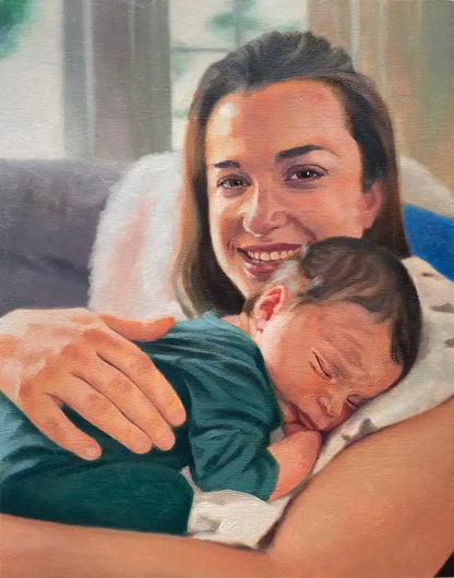Personalized Photo Painting - Acrylic Paint Art - Parents and Children