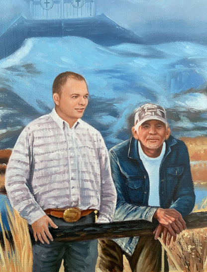Personalized Photo Painting - Oil Paint Art - Multiple Adults