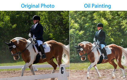 Personalized Photo Painting - Oil Paint Art - Horse (s) - W/WO People