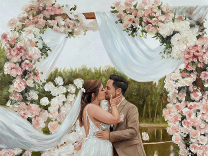 Personalized Photo Painting - Oil Paint Art - Wedding