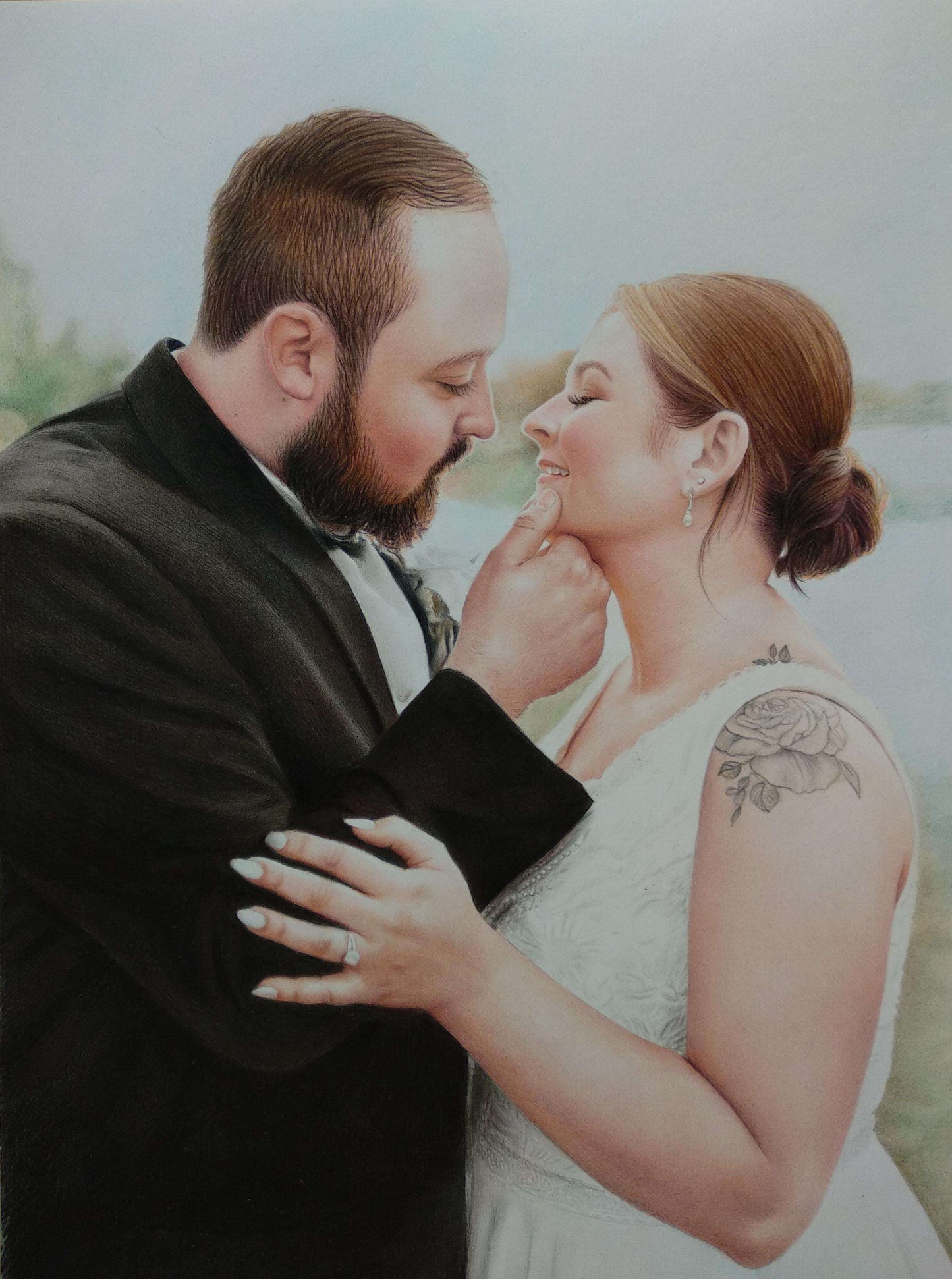 Personalized Photo Painting - Color Pencil - Wedding