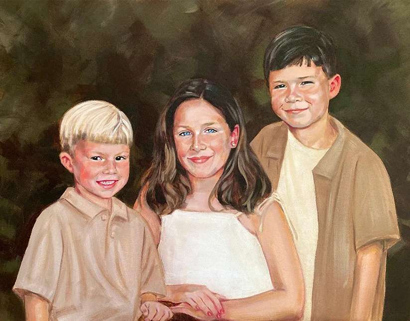 Personalized Photo Painting - Acrylic Paint Art - Multiple Children