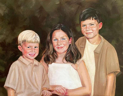 Personalized Photo Painting - Acrylic Paint Art - Multiple Children